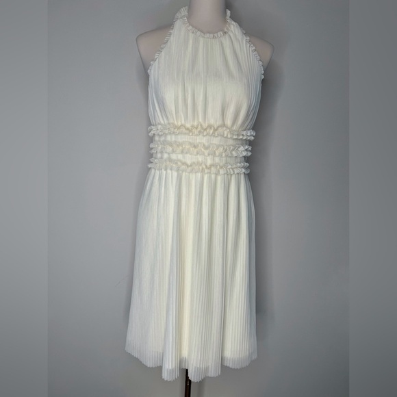 Gorgeous JS Collections Off White Pleated Halter Midi Dress Like New Size 6 - Picture 1 of 13